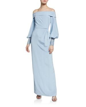 Theia Couture 100% Silk Embellished  Balloon Sleeve Gown Size 6 NWT Retail $1995